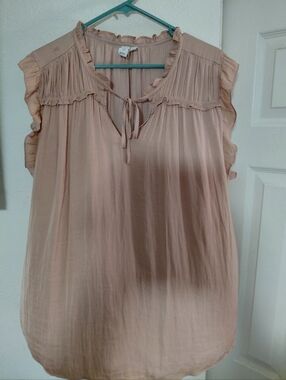 Joie Woven Ruffle Tie-Neck Sleeveless Top - Blush